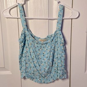 Blue white white flowers girls top.